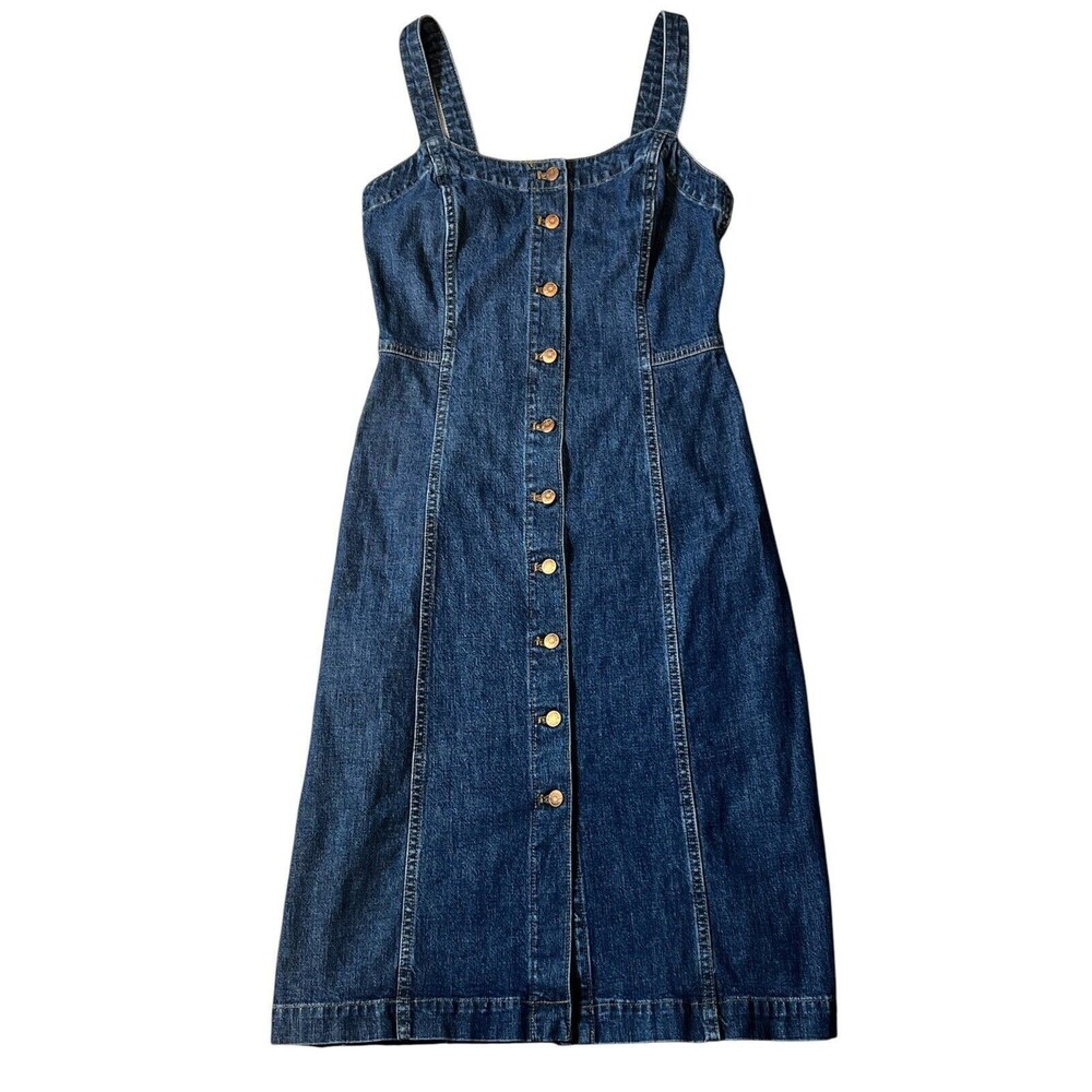 Madewell Denim Button Front Tank Dress Size 2 Dark Blue Hensley